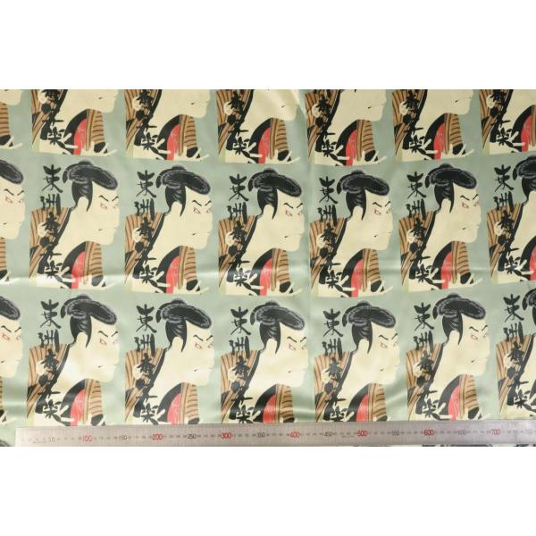 東洲斎写楽プリント裏地(color.1グリーン系)浮世絵裏地,三代目大谷鬼次の江戸兵衛