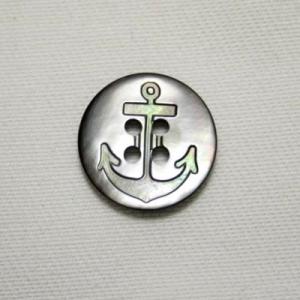 イカリ柄黒蝶貝ボタン 15mm袖口・袖ボタン 老舗テーラー御用達スーツボタン専門店の高級ボタン シェ...