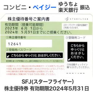 SFJ（スターフライヤー）株主優待券　有効期限2024年5月31日｜ttplaza