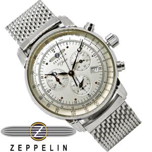ツェッペリン 腕時計 メンズ 時計 ギフト プレゼント クロノグラフ アンティーク調シルバー文字盤 7680M1 7680M-1 ZEPPELIN 新品 無料ラッピング可