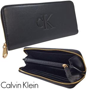 カルバンクライン 長財布 メンズ レディース ラウンドファスナー ブラック RFID スキミング防止 CKロゴ 小銭入れあり スリム LV04F1077G UBI CalvinKlein