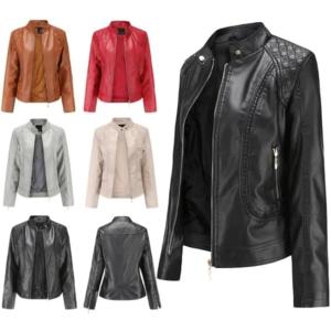 ノーカラー フェイクレザージャケット ライダースジャケット レディース バイク 秋冬 コート  PU アウター バイカージャケット ショート丈大きいサイズ F130