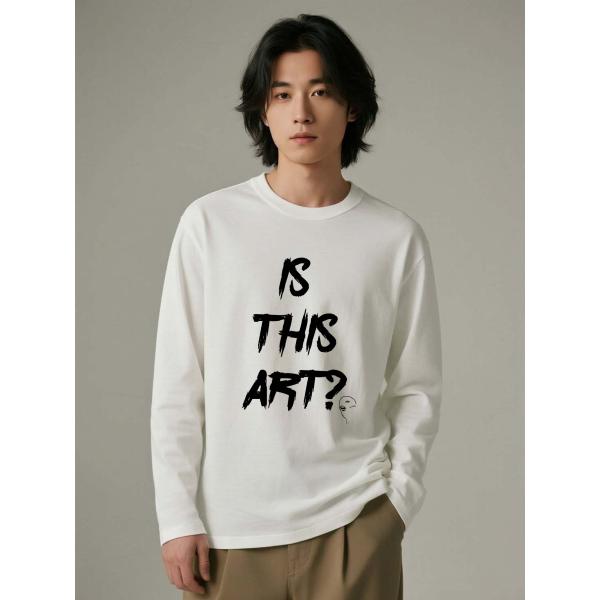 「Is This Art?」プリント 長袖Tシャツ コットン100% ユニセックス, カジュアルトッ...