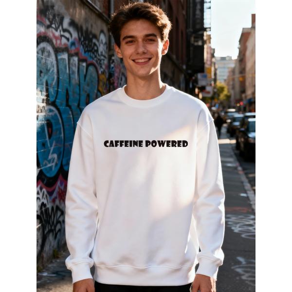 カフェイン パワード スウェットシャツ コットン プリントデザイン カジュアルウェア V00043