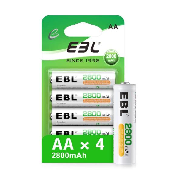 EBL 単3充電池 充電式 ニッケル水素充電池 4本入り 大容量単三電池 2800mAhで長持ち リ...