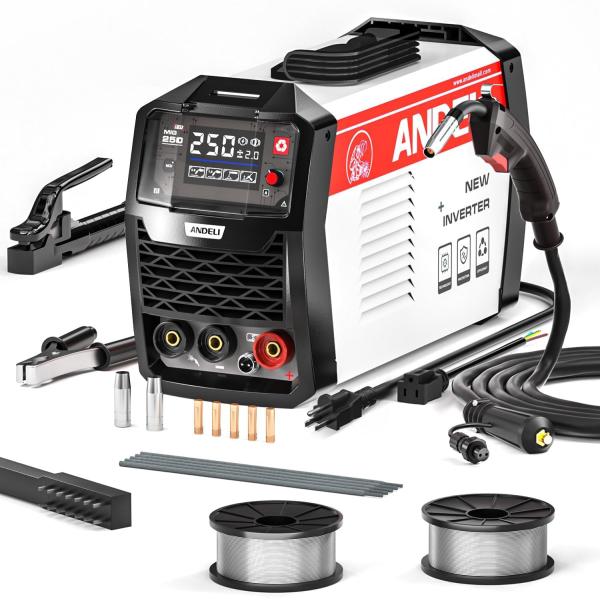 ANDELI 半自動溶接機 120AノンガスMIG/アーク溶接/lift TIG 100V/200V...