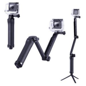 GoPro用 自撮り棒 HERO8/7/6/5 MAX アクションカメラ アクセサリー 3way ミニ三脚付きグリップ 角度調整可能