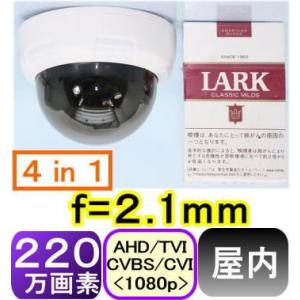 【SA-51202】220万画素 屋内用カラ−ド−ム型防犯カメラ AHD(1080p),TVI(1080p),CVI(1080p)アナログ(CVBS),信号切替出力(4in1) f=2.1mm｜tu-han-net