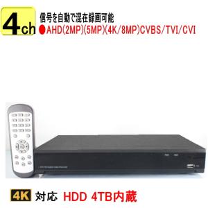 【SA-51655】防犯カメラ監視カメラDVR 録画機4ch(HDD4TB内蔵）AHD&TVI(4K.5M.4M.1080p.720p)CVI映像とアナログ(CVBS)を録画再生可能　｜tu-han-net