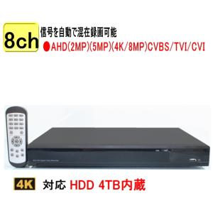 【SA-51659】防犯カメラ監視カメラDVR 録画機8ch(HDD4TB内蔵）AHD&TVI(4K.5M.4M.1080p.720p)CVI映像とアナログ(CVBS)を録画再生可能　｜tu-han-net