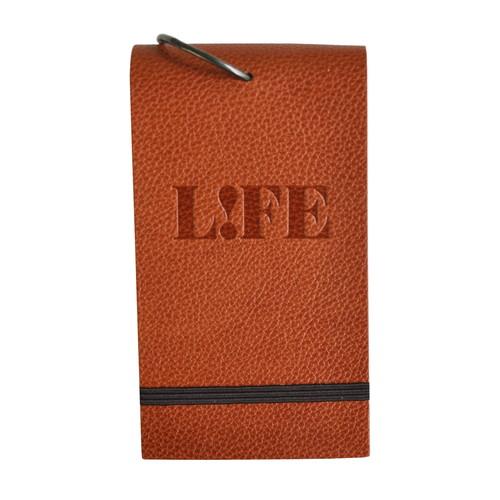 ライフ 単語カード 本革多目的カード 5×3 エンジ LIFE 本革 １穴 リング 単語帳 スケッチ...