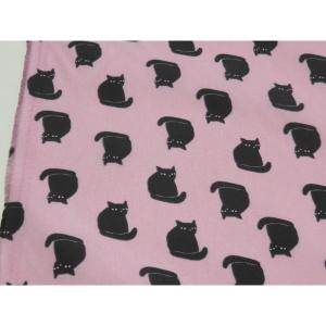 【10cm単位】　ナイロンオックス生地 キヤットねこ ピンク 112cm幅 日本製 ナイロン100％ 防水 布 ハンドメイド プールバッグ エコバッグ