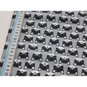 ナイロンオックス生地 ねこフェイス グレー 120cm幅 日本製 ナイロン100％ 防水 布 ハンドメイド プールバッグ エコバッグ
