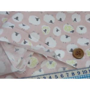 ひつじ羊 ピンク シーチング 生地 108cm...の詳細画像1