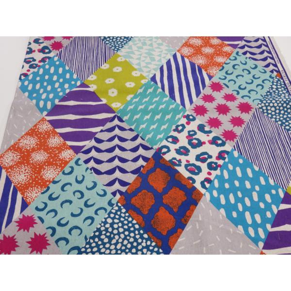 echino エチノ Rhombus ダイヤパッチ柄 マルチ 綿麻キャンバス生地　古家悦子 生地 布...