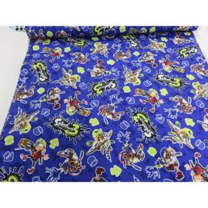 スプラトゥーン3 ブルー オックス生地 キャラクター 108cm幅 日本製 綿100％ コットン 布 切り売り 入園入学 ハンドメイド レッスンバック