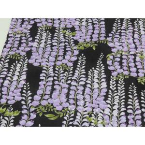 サザンクロス 和柄ドビー 藤の花文様 ブラック 108cm幅 日本製 生地 綿 コットン 布 切り売り 花柄 和風 浴衣 甚平 ハンドメイド【2mまでメール便可】