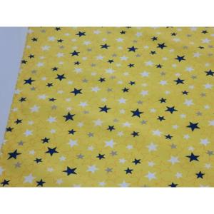 【10cm単位】 ナイロンオックス生地 星柄 イエロー 120cm幅 日本製 ナイロン100％ 防水 布 ハンドメイド プールバッグ エコバッグ