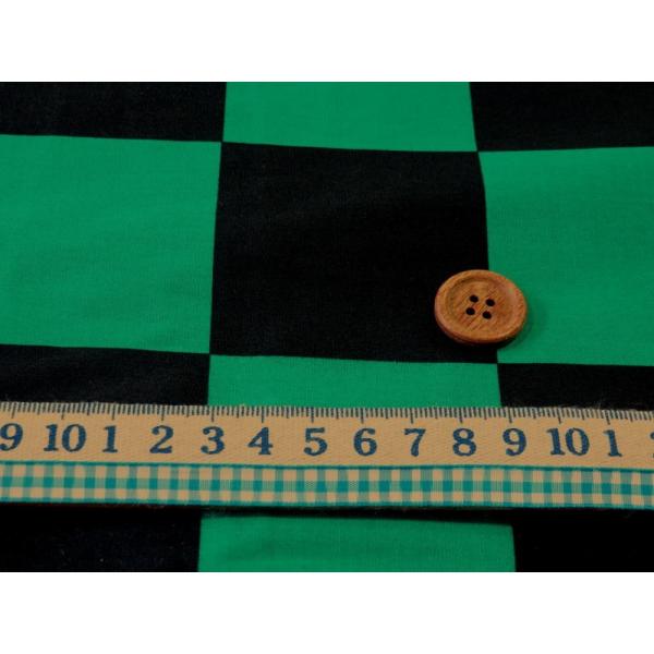 市松模様 ブラック/グリーン シーチング生地 安い おしゃれ 布地 生地 手芸