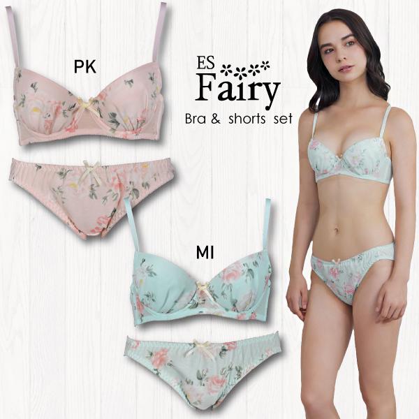 ES Fairy ESフェアリー71418 ブラ＆ショーツセット フラワーシフォンシリーズ　ブラジャ...