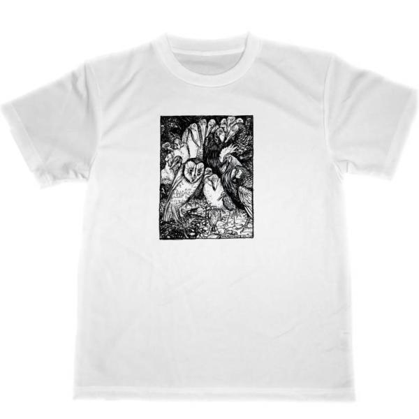 フクロウ　鸚鵡　ドライ　Tシャツ　アーサー・ラッカム　イラスト　名画　鳥類　ペット　鶏　グッズ