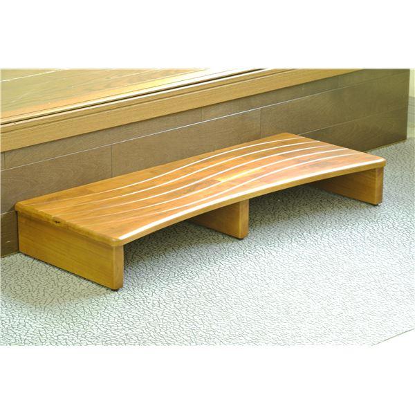 玄関床/玄関台 〔幅：約90cm〕 木製 アジャスター付き 靴収納可 ブラウン 〔完成品〕