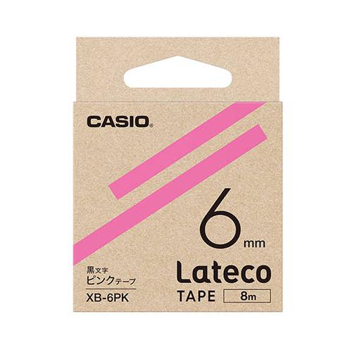 カシオ計算機 Lateco 詰め替え用テープ 6mm ピンクテープ 黒文字 XB-6PK