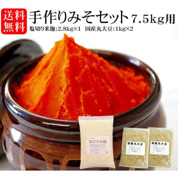 予約販売 手づくり 味噌セット 味噌 約7.5kg用 国産大豆  (塩切り米麹：2.8kg×1 岐阜...