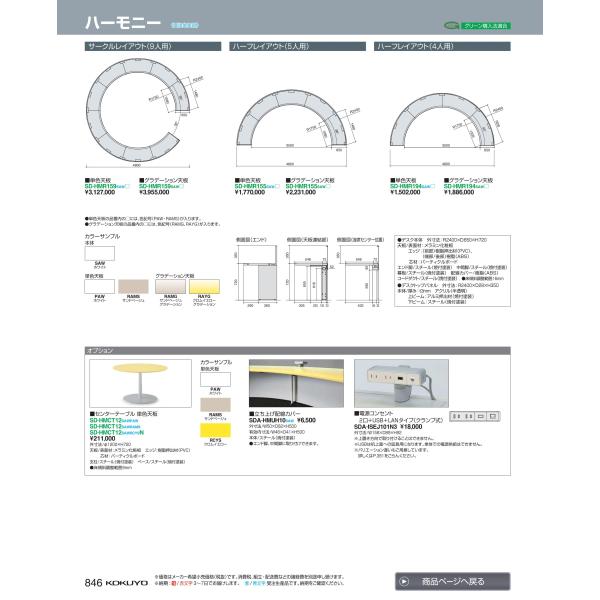 デスク　ハーモニー　５人用ハーフ SD-HMR155SAWRAYG 61767805 送料無料  コ...