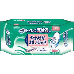 排泄洗浄・清拭　おしりふき(流せるタイプ) リフレ　トイレに流せるやわらかおしりふき 92078　90枚 リブドゥコーポレーション 取寄品 JAN 4｜tukishimado