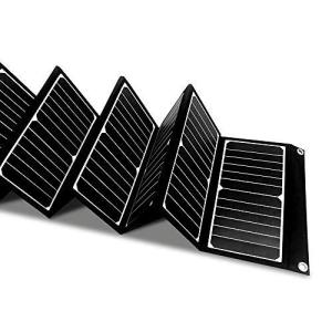 M-WORKS 折り畳み式ソーラーパネル 60W 太陽光発電 モバイル機器充電 緊急時 防災対策 DC/USB 2ポート同時充電可能 停電時 非常用電源