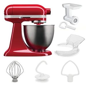 キッチンエイド KitchenAid 3.5QTスタンドミキサー+フードグラインダー+注入用カバー 特別セット KSM3512FGPA パッションレッド