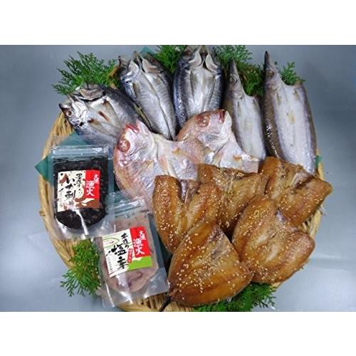 お中元 干物 長崎対馬 一汐干しおさかな塩辛セット 真あじ かます 連子鯛 あじ味みりん あなご 塩...