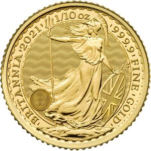 英国ブリタニア金貨（1/10トロイオンス） 2021年 イギリス 新品未使用｜tukuyo
