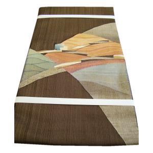 きものしらゆり 本場筑前博多織 紬地 さつま色泥染 袋帯 正絹 仕立て