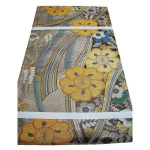 きものしらゆり 本場筑前博多織 紬地 さつま色泥染 袋帯 正絹 仕立て