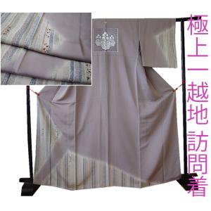「縁」154ｃｍ～160ｃｍ 極上ちりめん地 銀ラメ 訪問着 正絹 Ｕ１１１ 縁」154cm～160cm 極上ちりめん地 本加工染 訪問着 正絹 F183
