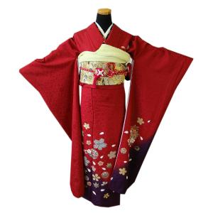 きものしらゆり 身丈161cm 裄66cm 綸子地 振袖 袋帯 帯揚げ 帯〆 重ね