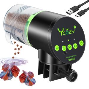 Ycozy 自動給餌器 魚 USB充電式 自動餌やり機 水槽 熱帯魚 オートフィーダー 観賞魚 金魚 亀 えさやりき 静音 餌やり器 防湿設計 取り付