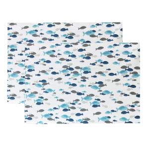 ランチョンマット プレイスマット2枚入 綿100% 40×60cm 北欧風 魚柄 丸洗い可 ランチマット ランチクロス 雰囲気アップ おしゃれ かわい