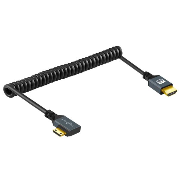 Twozoh 90°コイル状ミニHDMI-HDMIケーブル 直角ミニHDMI-HDMIコイルケーブル...