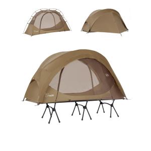 VIDALIDO ソロテント 1-2人用 キャンプテント 自立式 コットテント TC 通気 防風 軽量 簡易テント 2点セット カーキー（インナーとフ