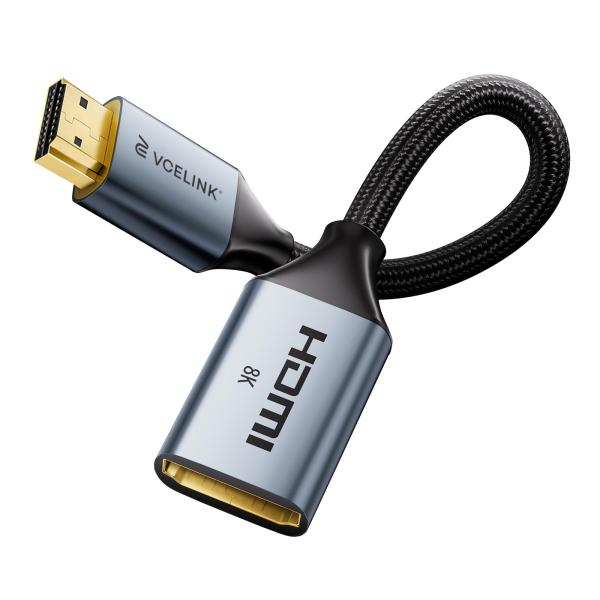 VCELINK 8K HDMI 延長ケーブル 18CM、HDMI 2.1オス-メス延長コード、48G...