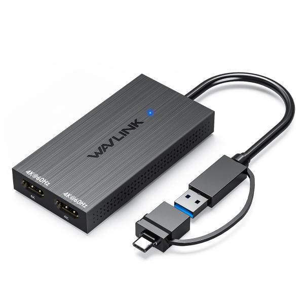 WAVLINK USB 3.1/USB C - デュアルHDMIアダプター、USBディスプレイアダプ...