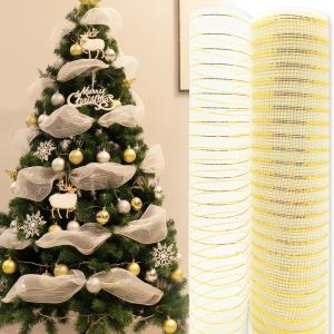 GOKEI クリスマスツリー 飾り リボン 26CM幅 全長9.14M/巻 クリスマス メッシュ クリスマス飾り 飾りメッシュ 網 クリスマスツリーリ