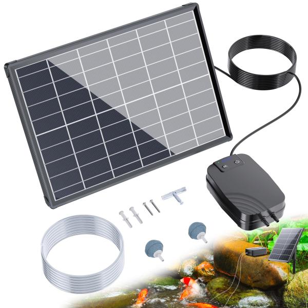 NFESOLAR ソーラーエアーポンプ 4400mAh 蓄電 エアポンプ ソーラー メダカのエアーレ...