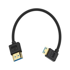 Poyiccot L型 Mini HDMI ケーブル 短い 8K、48Gbps Mini-HDMI to HDMI 変換ケーブル L型、0.3m 極薄