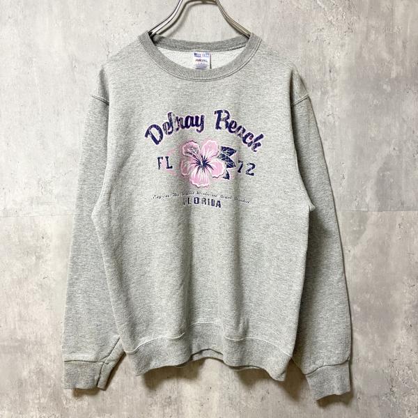 古着 used　JERZEES　FLORIDA　長袖プリントスウェット　トレーナー　グレー　クルーネ...