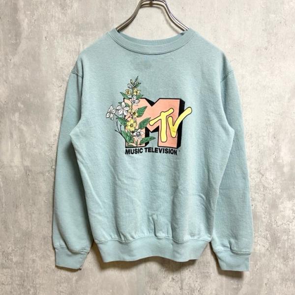 MUSIC TELEVISION　長袖プリントスウェット　トレーナー　水色　クルーネック　秋冬服　S...