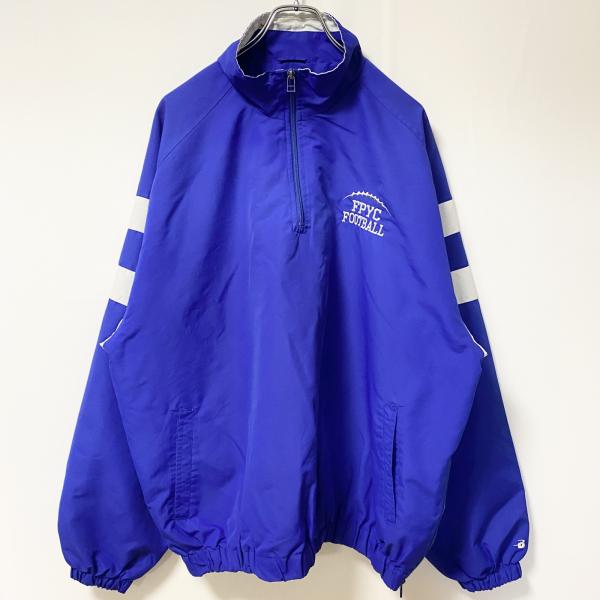 Badgersport　長袖刺繍ハーフジップナイロンジャケット　ウィンドブレーカー　フットボール　青...
